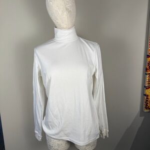 NWT  White Cotton J Crew Mock Turtleneck M